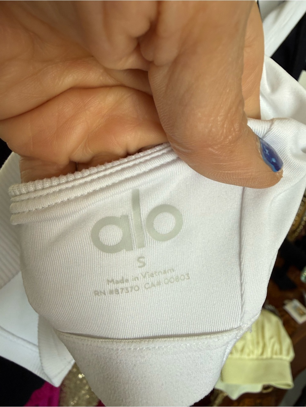 Alo White Ribbed Cropped Tank Top - Picture 3 of 3